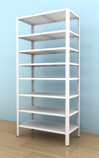 Kovový regál Drumy 2000x1000x400/8, 130kg/pol., biela