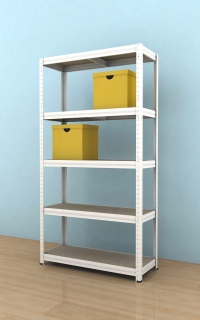 Kovový regál Futur 2000x1200x450/5, biela, 200kg/pol.