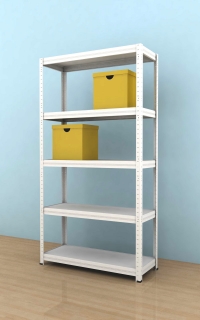 Kovový regál Futur 2100x750x350/5, biela, 250kg/pol.lamino