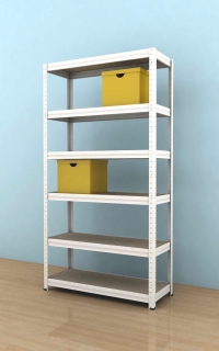 Kovový regál Futur 2100x750x350/6, biela, 250kg/pol.