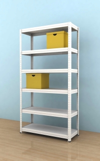 Kovový regál Futur 2100x750x350/6, biela, 250kg/pol.lamino