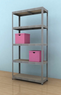 Kovový regál Futur 1600x900x350/5, pozink, 350kg/pol.