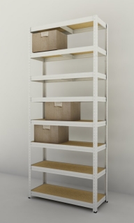 Kovový regál Futur 2100x750x350/8, biela 350kg/pol.