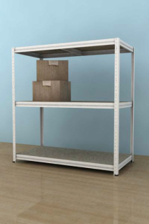 Kovový regál Futur 900x1200x600/3, biela, 200kg/pol.