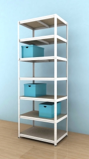 Kovový regál Futur 2600x900x600/7, biela, 350kg/pol.