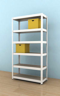Kovový regál Futur 2000x750x350/6, biela, 250kg/pol.