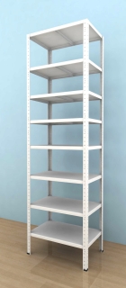 Kovový regál Drumy 2400x1000x400/8, 130kg/pol., biela