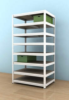 Kovový regál Futur 2700x1200x600/8, biela, 200kg/pol.