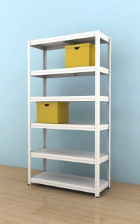 Kovový regál Futur 2000x900x350/6, biela, 350kg/pol.lamino
