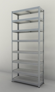 Kovový regál Futur 2000x900x350/8, pozink, 350kg/pol. lamino