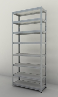 Kovový regál Futur 2000x900x350/8, pozink, 250kg/pol. lamino