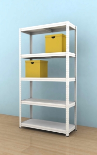 Kovový regál Futur 2000x900x450/5, biela, 350kg/pol.lamino
