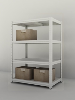 Kovový regál Futur 1800x1200x600/4, biela, 200kg/pol. lamino