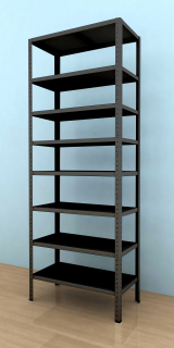 Kovový regál Drumy 2700x600x400/8, 130kg/pol., čierna