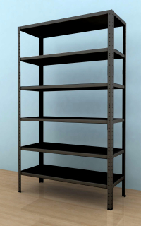 Kovový regál Drumy 2700x1000x400/6, 130kg/pol., čierna