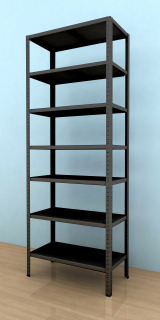 Kovový regál Drumy 2700x1000x400/7, 130kg/pol., čierna