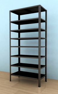 Kovový regál Drumy 2700x1000x400/8, 130kg/pol., čierna