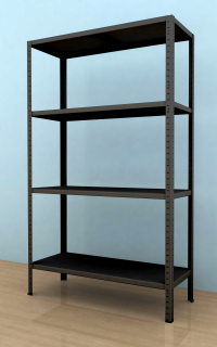 Kovový regál Drumy 1100x1000x400/4, 130kg/pol., čierna