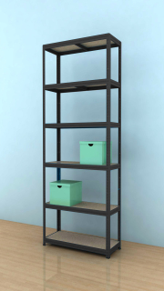 Kovový regál Futur 2700x900x350/6, čierna, 250kg/pol.