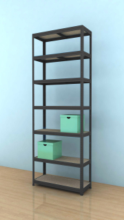 Kovový regál Futur 2700x900x350/7, čierna, 250kg/pol.