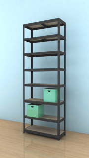 Kovový regál Futur 2700x900x350/8, čierna, 250kg/pol.