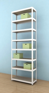 Kovový regál Futur 2700x900x350/8, biela, 250kg/pol.
