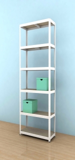 Kovový regál Futur 2400x750x350/6, biela, 350kg/pol.